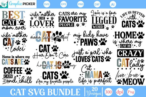 Cat SVG Bundle Funny Cat SVG Bundle for Graphics and Crafts