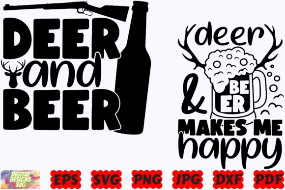 Deer and Beer Makes Me Happy SVG Funny Graphics in Crafts