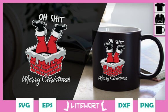 Oh Merry Christmas Funny Santa SVG Graphics for Crafts