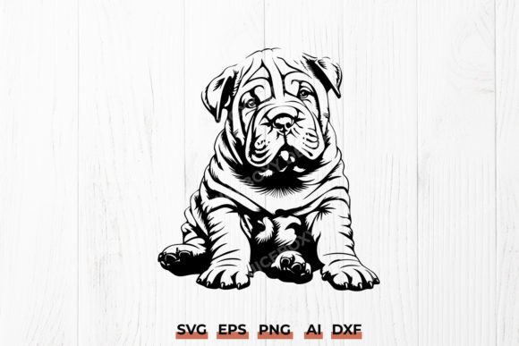Shar Pei Puppy SVG, Funny Shar Pei Dog Graphics and Crafts